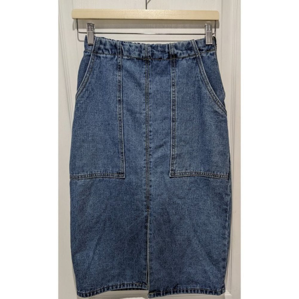 Oak + Fort | Denim midi skirt